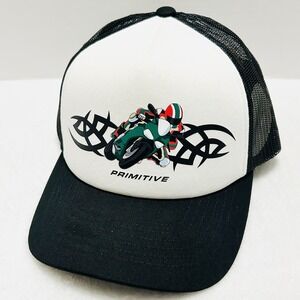 Primitive Motorcycle A-Frame Foam Hat Cap Adjustable Snapback White Racing Sport